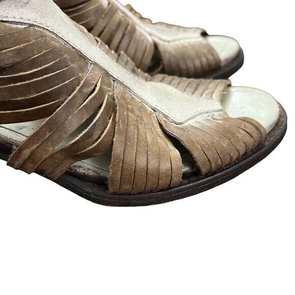 Freebird by Steven Arrow Womens Leather Block Heel Open Toe Booties Sandals sz 6 - Picture 13 of 16